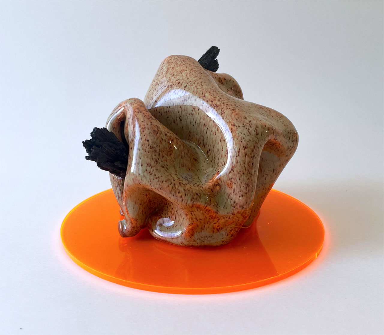 Mari Nagem, Detail of ruínas ninhos, 2026. Ceramic, stone, acrylic; Futuristic ruins inspired by mining processes, mineral extraction, and the internal architecture of birds’ nests. 6 × 6 × 6 inches each. Courtesy of the artist and CUE Artt