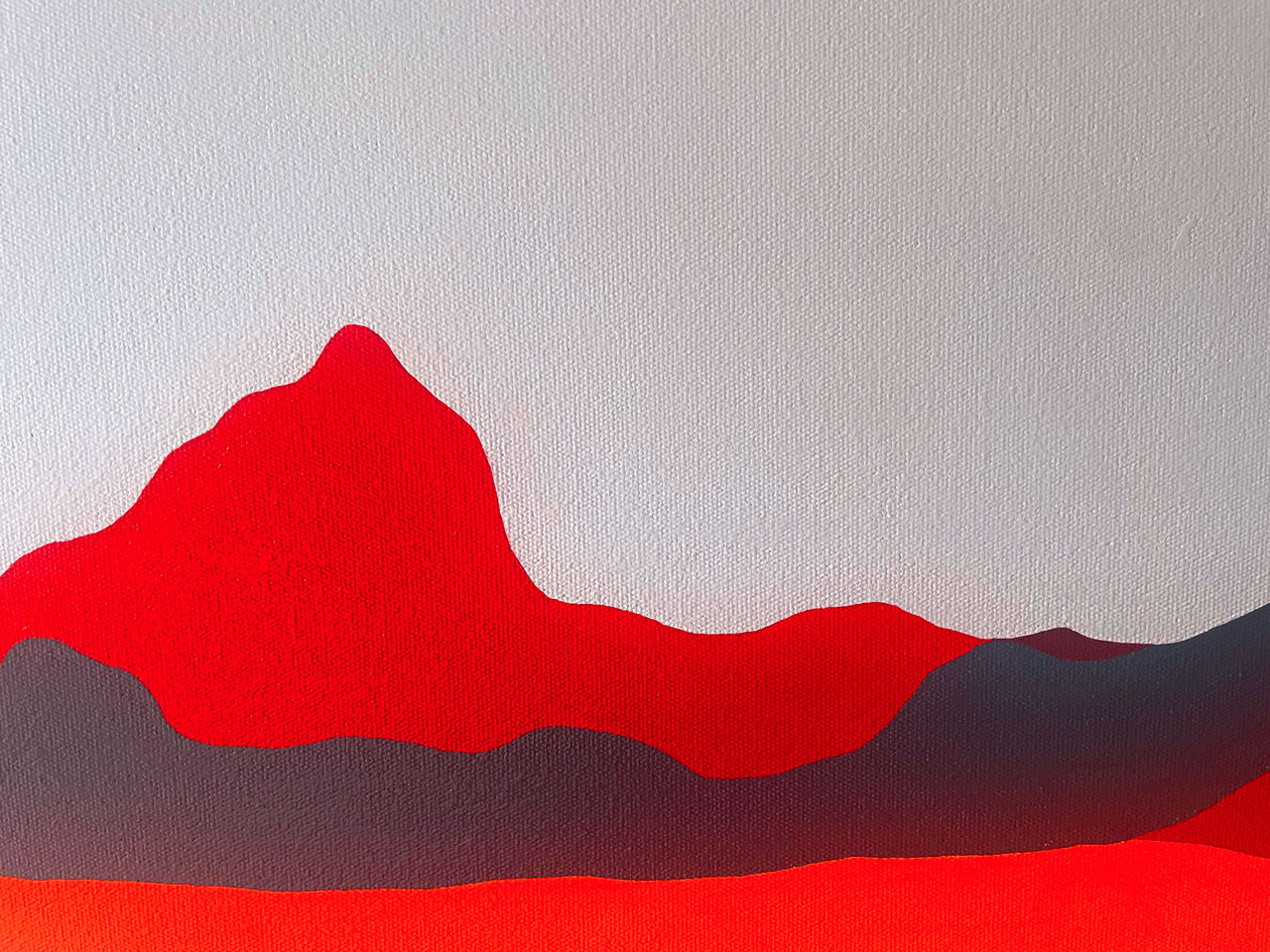 Mari Nagem, Detail of tropics | moon | mars | ES, 2026. Acrylic, latex, and enamel on canvas; Data-painting as part of an ongoing series using Google Ngram Viewer tool to map, in this case, the words tropics, moon, and mars in Spanish literature, revealing a geological landscape where these planets are intertwined. 15 x 20 inches. Courtesy of the artist and CUE Art