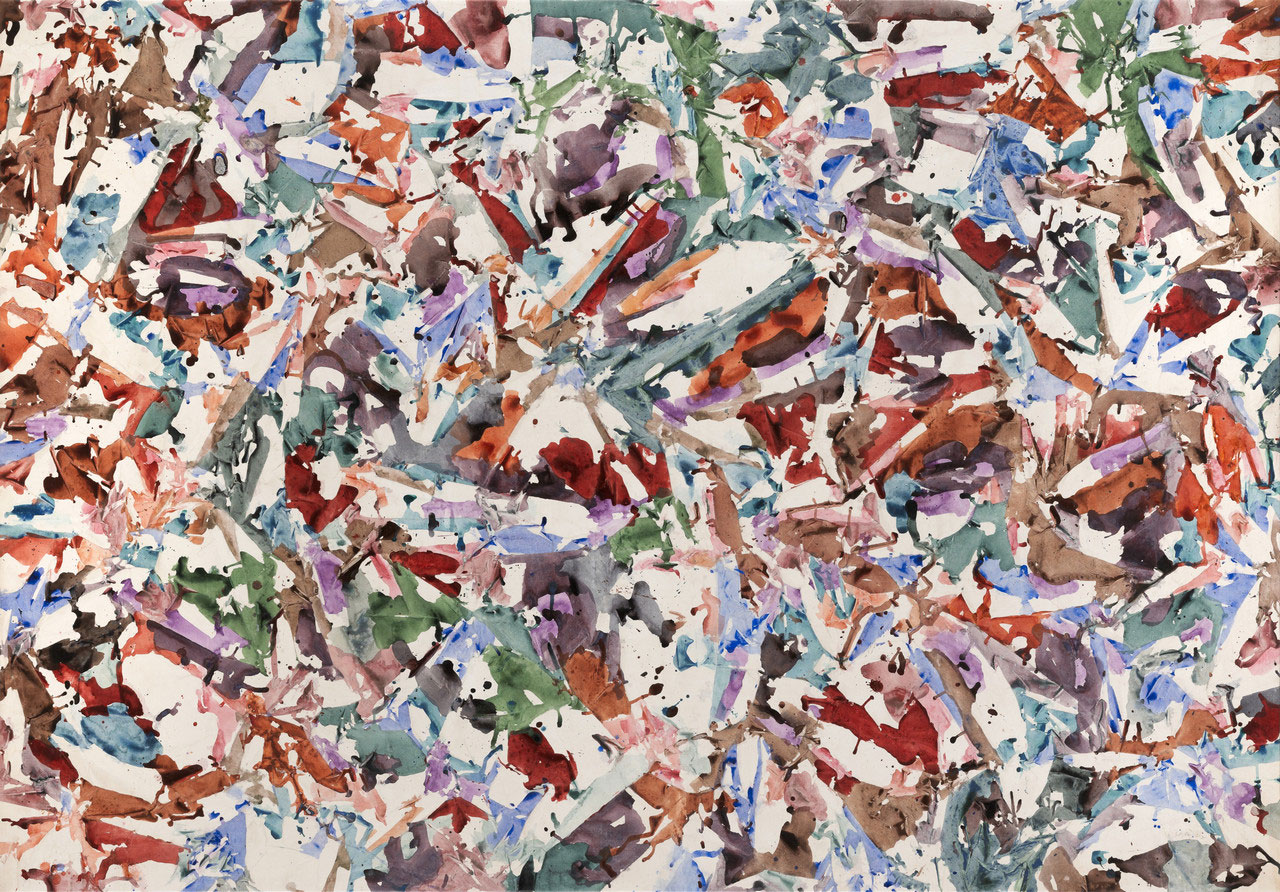 Simon Hantaï, Sans titre (Untitled), 1984, Acrylic on canvas, 58 x 84 1/2 inches (147.3 x 214.5 cm), © Archives Simon Hantaï/Adagp, Paris, 2026, Photo: David Bordes, Courtesy Archives Simon Hantaï and Gagosian