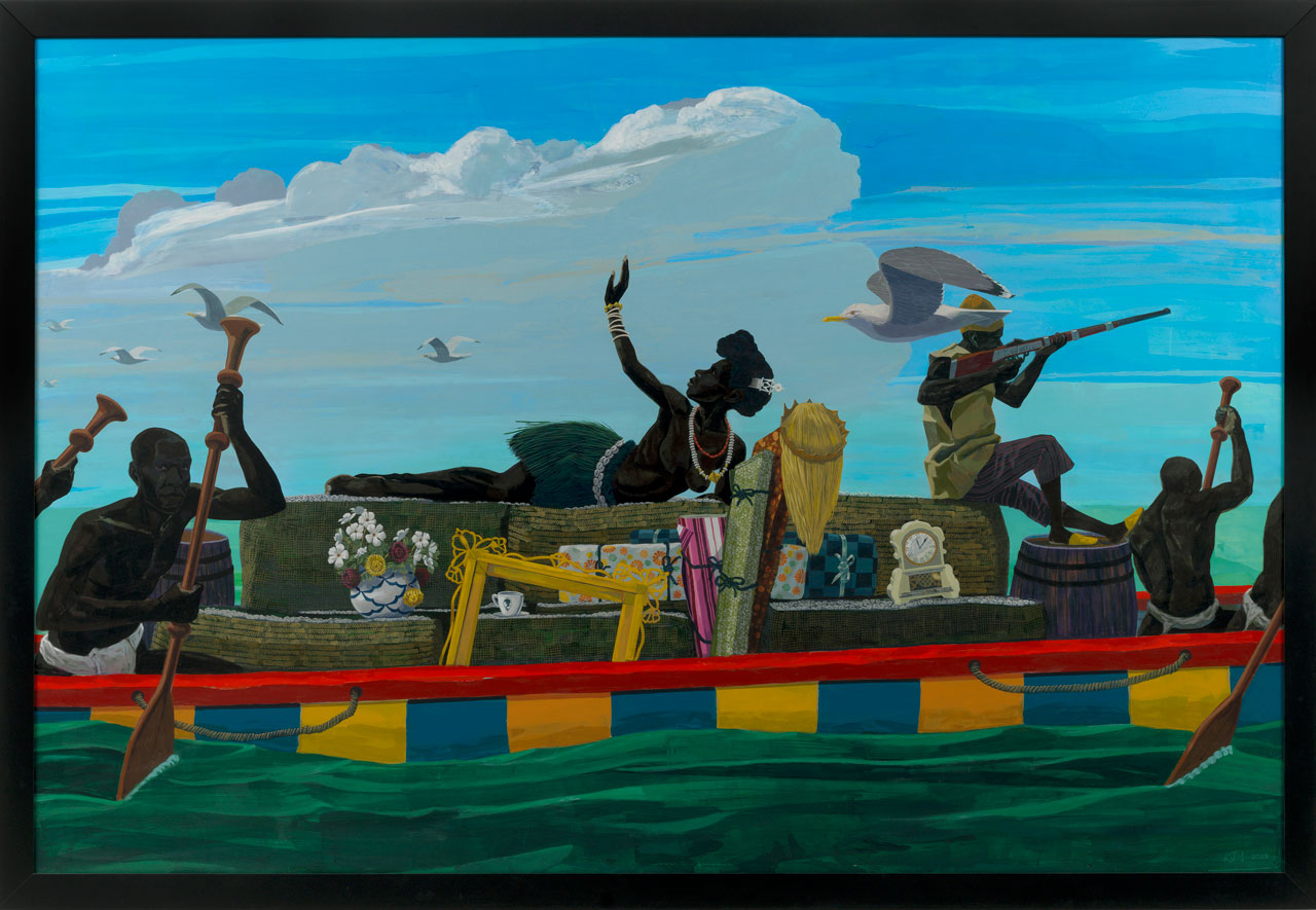 Kerry James Marshall, Haul, 2025, Acrylic on PVC panel in artist’s frame, 219.3 × 320.7 cm © Kerry James Marshall. Image courtesy of the artist and David Zwirner, London
