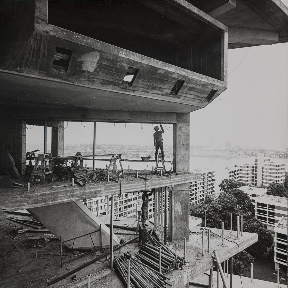 La Pyramide, Abidjan, Côte d’Ivoire. 1968–73. Rinaldo Olivieri (1931–1998). External view. c. 1973. Photograph: Rinaldo Olivieri. Rinaldo Olivieri Archives, Verona