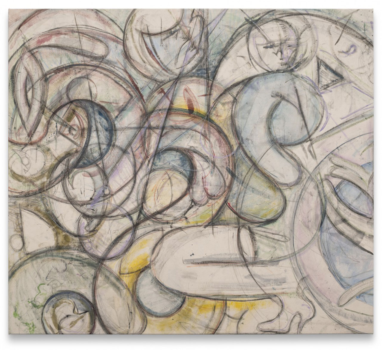 J. Parker Valentine, Untitled (Slip), 2026, graphite, ink, water soluble colored pencil, water soluble, pastel, marker, 185 x 207.5 cm, © J. Parker Valentine, Courtesy the artist and Galerie Max Mayer