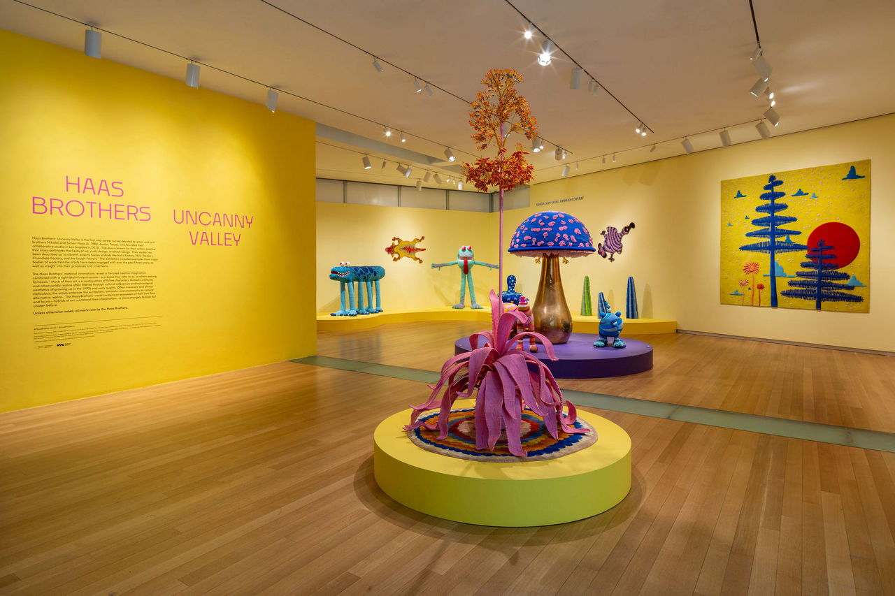 Haas Brothers, Installation view of Haas Brothers: Uncanny Valley at the Museum of Arts and Design, New York, NY. Photo by: Jenna Bascom; courtesy the Museum of Arts and Design