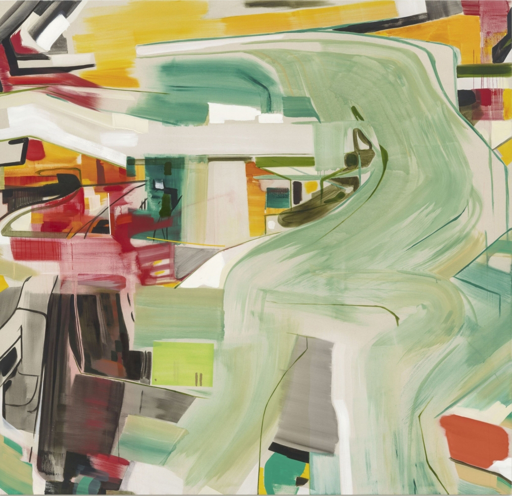 Seeun Kim, Port the bridge, 2026, Water mixable oil and acrylic spray paint on canvas, 240 x 250 x 3 cm, © Seeun Kim, Courtesy the artist and Kukje Gallery