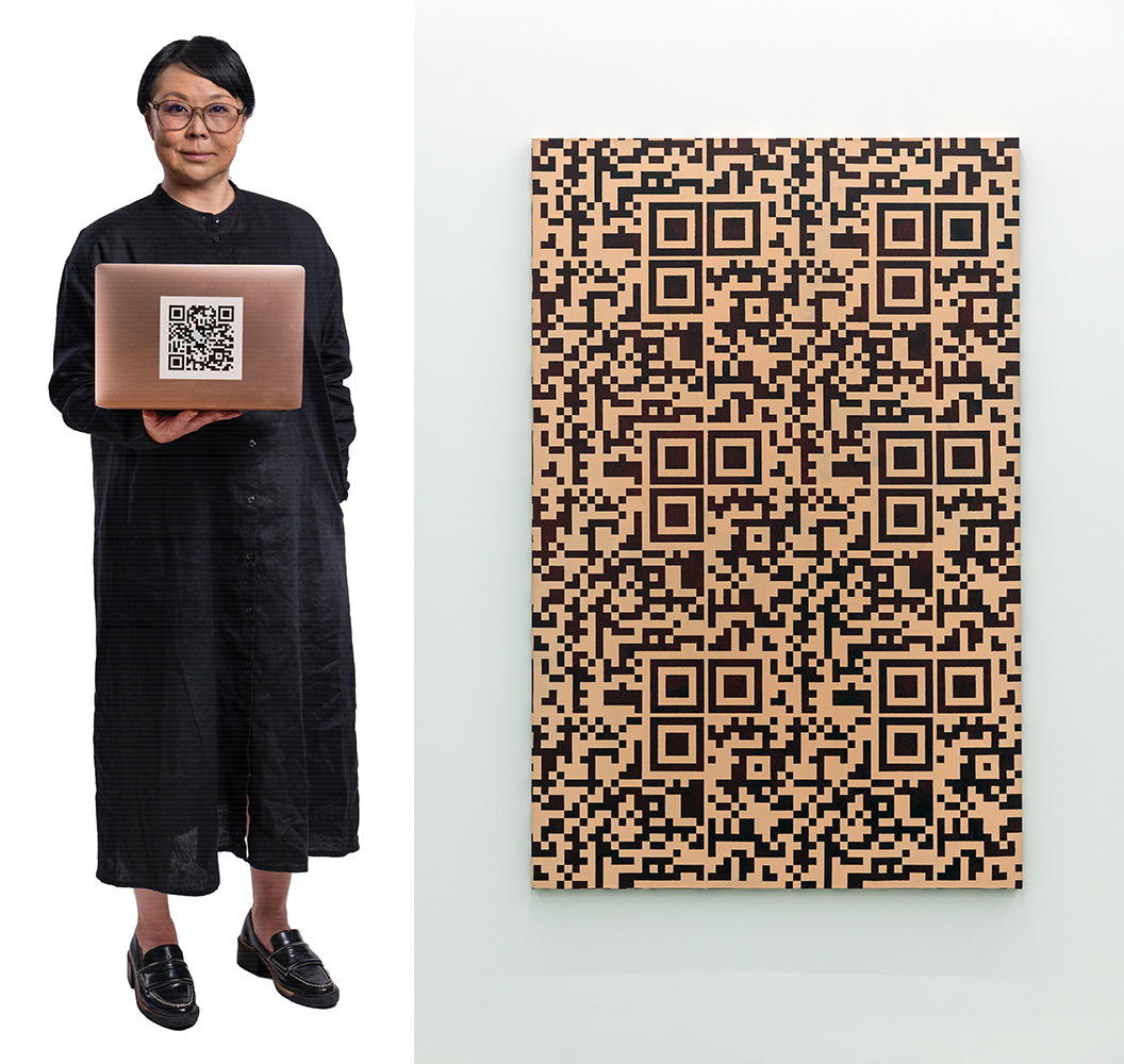 Left: Grace Quek x DeepSeek, Art in the Age of Human Cloning: A Lecture by Dr. Eng Olsen, 2026. A performance by Grace Quek × DeepSeek. Commissioned for Islands in the Net by Padimai Art and Tech Studio Right: Heman Chong, Safe Entry (2020). Installation view. Courtesy of Amanda Wilkinson Gallery and STPI