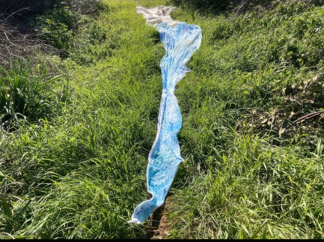 Μαρία Ζυγομαλά, Υλικά δίπλα από το νερό, 2022, Ακρυλικά σε Βαμβακερό Ύφασμα, Διαστάσεις Μεταβλητές