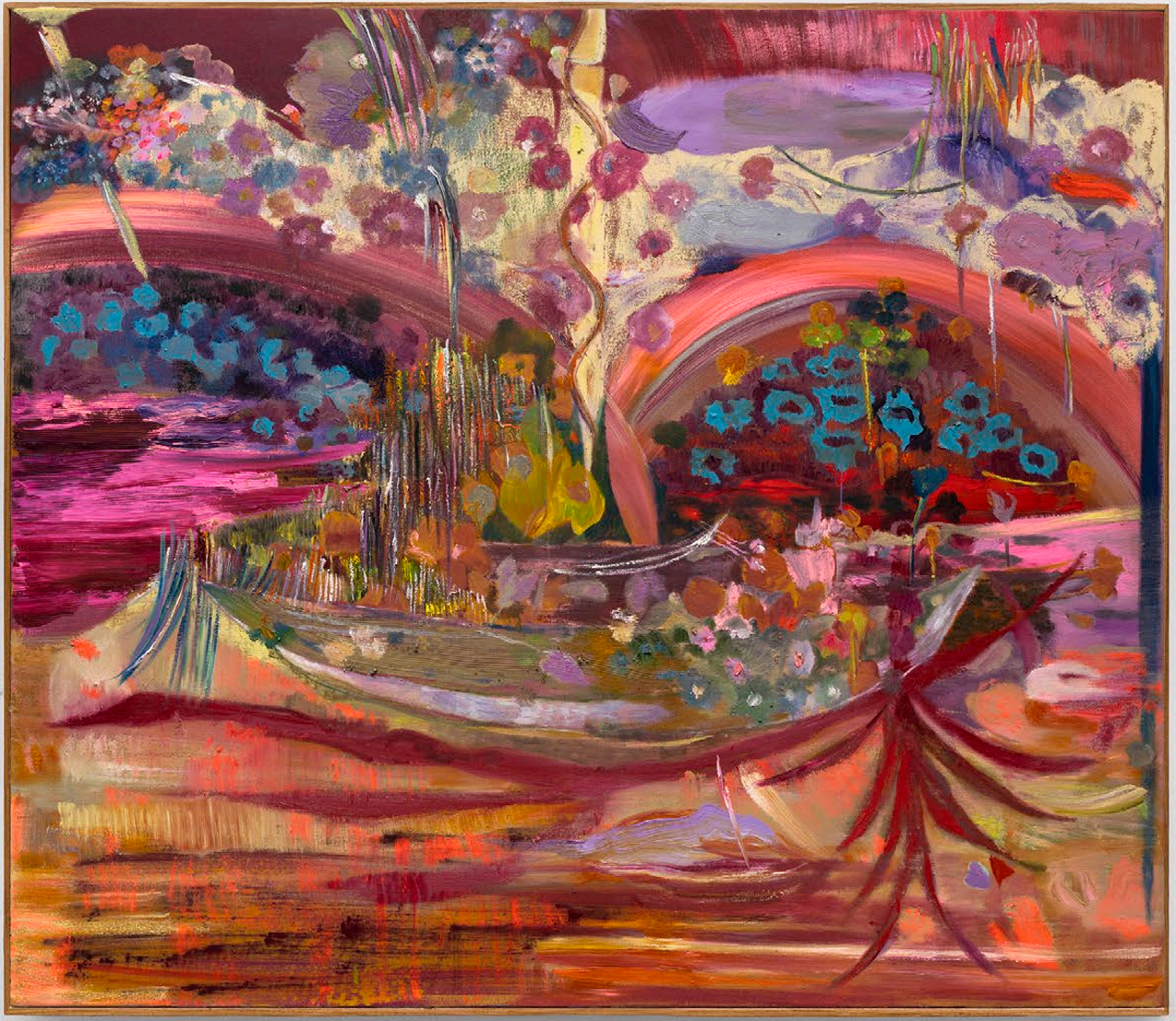 Thalita Hamaoui, Meio do céu, 2026, Oil, pigment, and oil stick on linen, 51 1/8 x 59 inches, 130 x 150 cm, © Thalita Hamaoui, Courtesy the artist and Boesky Gallery