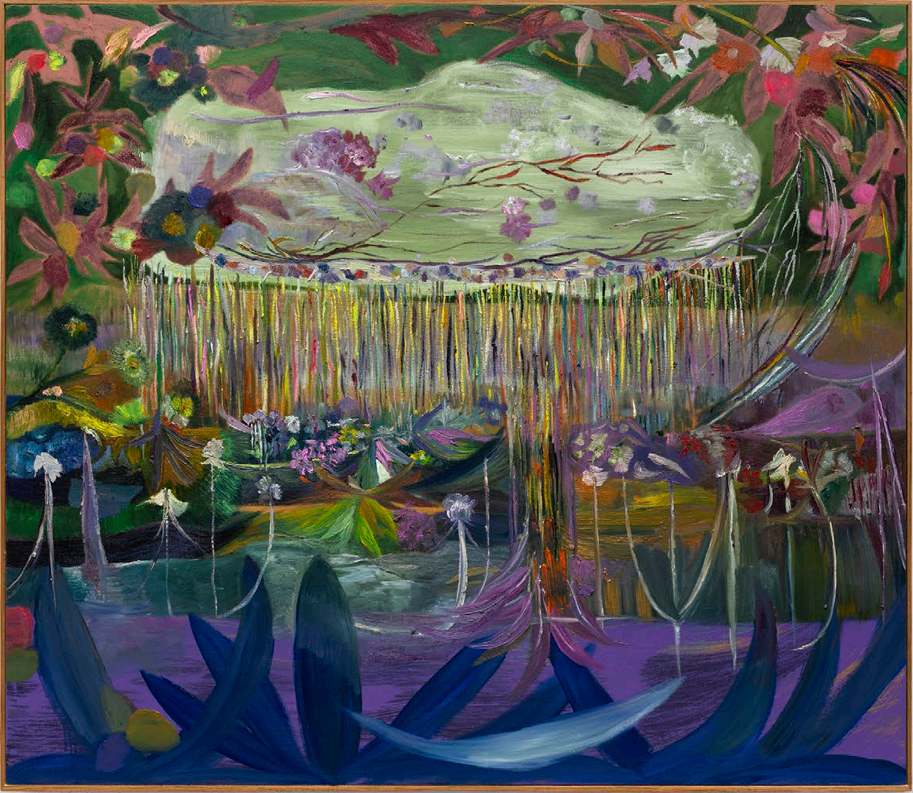 Thalita Hamaoui, Depois da lua, as feras, 2026, Oil and oil stick on linen, 51 1/8 x 59 inches, 130 x 150 cm, © Thalita Hamaoui, Courtesy the artist and Boesky Gallery