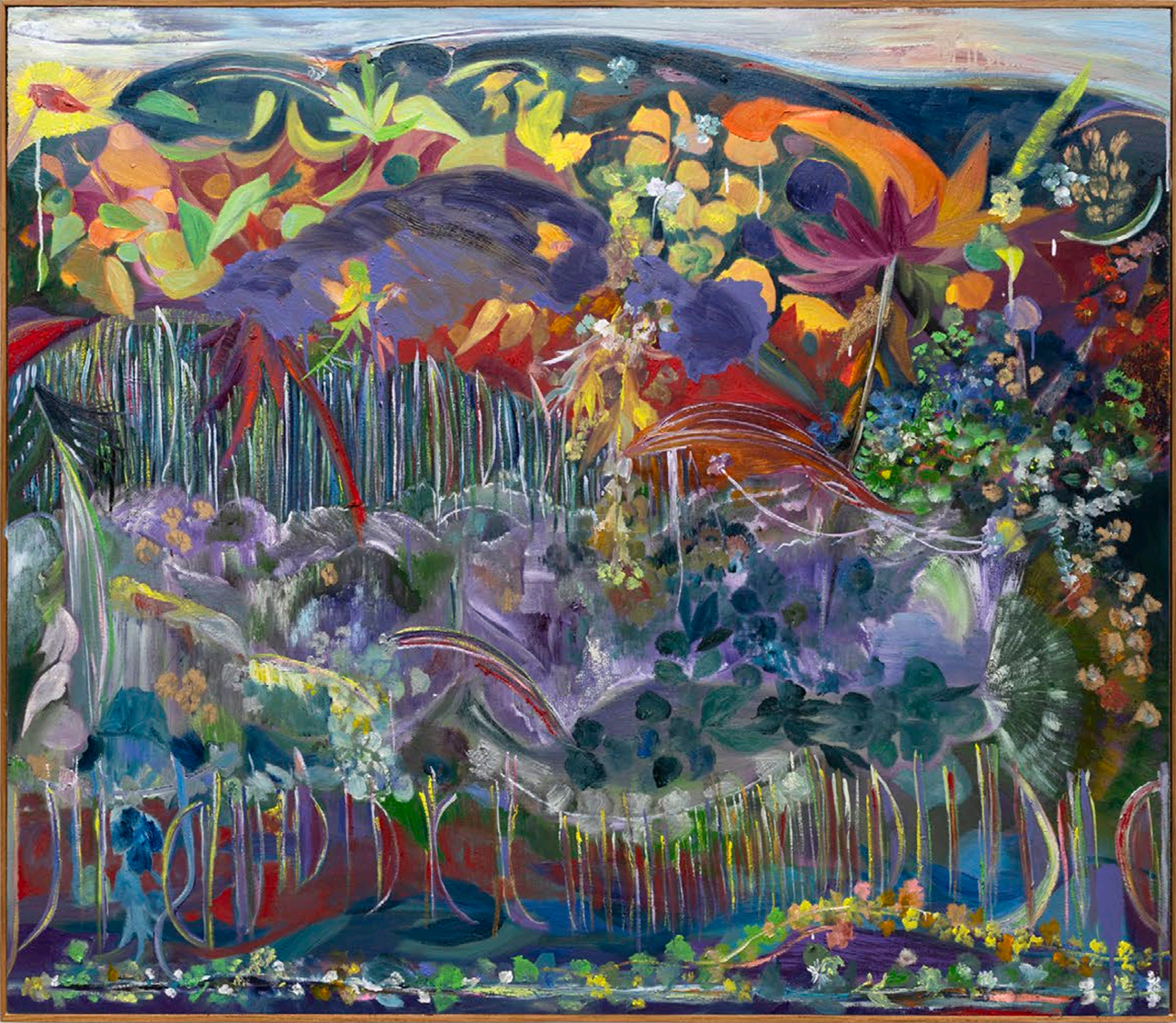 Thalita Hamaoui, Montanha movimento, 2026, Oil and oil stick on linen, 51 1/8 x 59 inches, 130 x 150 cm, © Thalita Hamaoui, Courtesy the artist and Boesky Gallery