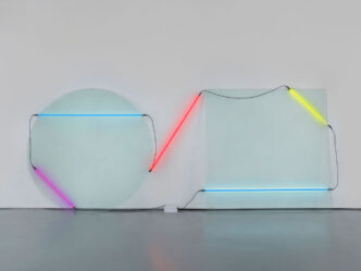 Keith Sonnier, Ba-O-Ba I, 1969, glass, neon, and transformer, 84 x 210 x 10 inches (213.4 x 533.4 x 25.4 cm), © 2024 Estate of Keith Sonnier/Artists Rights Society (ARS), New York, Courtesy Estate of Keith Sonnier and David Kordansky Gallery