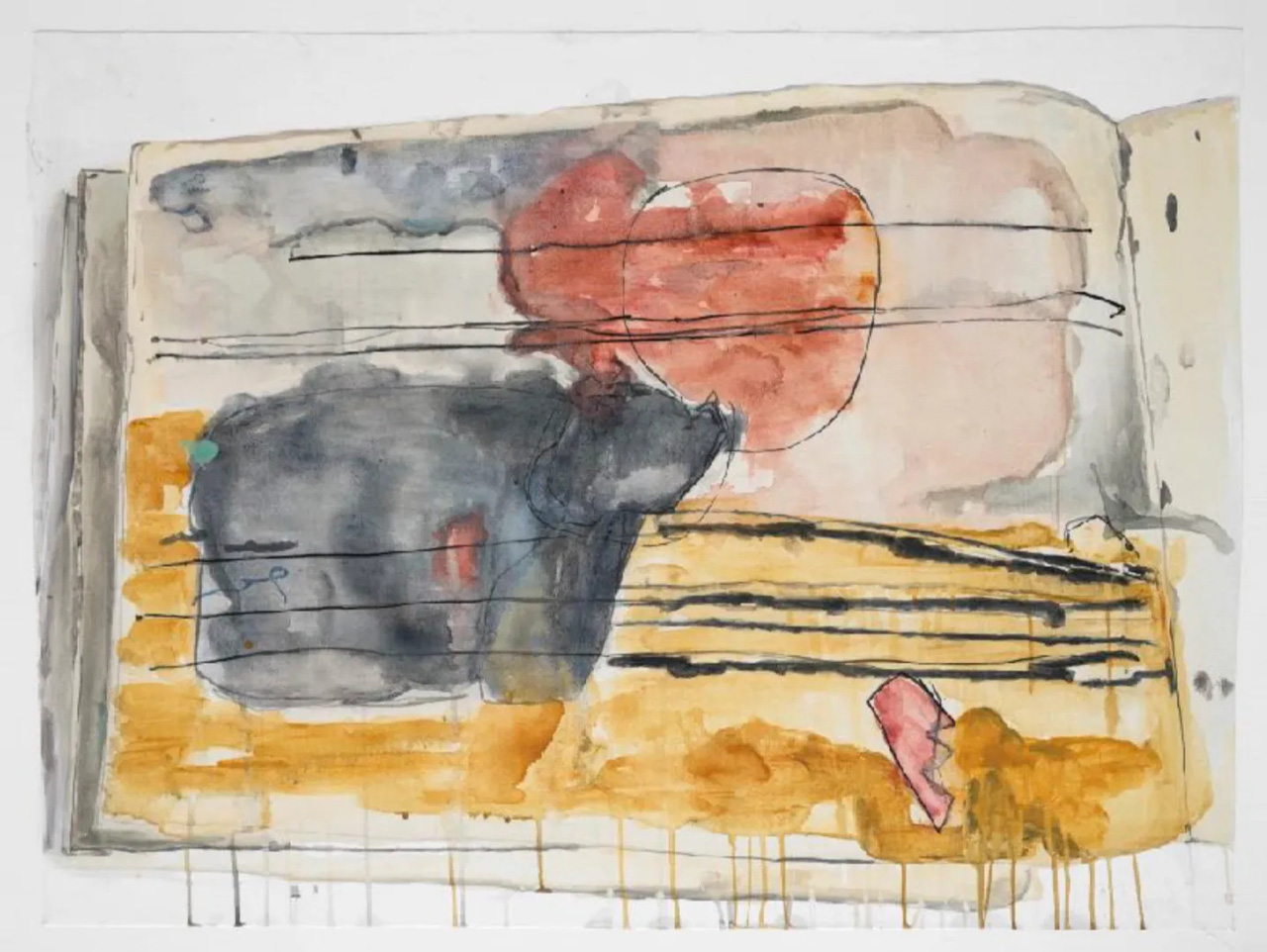 Tamara Al-Samerraei, Black Book 22 , 2023, Acrylic paint on canvas, 85 x 111 cm, © Tamara Al-Samerraei, Courtesy the artist and Marfa’ Projects Gallery