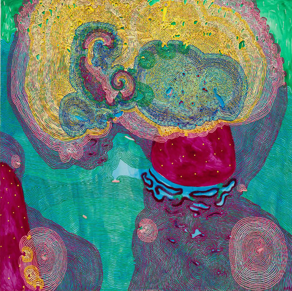 Haas Brothers, Stones in a Jungle Lake, 2026, Acrylic medium and paint on canvas, 72 x 72 inches, 182.9 x 182.9 cm, © Haas Brothers, Courtesy the artists and Boesky Gallery