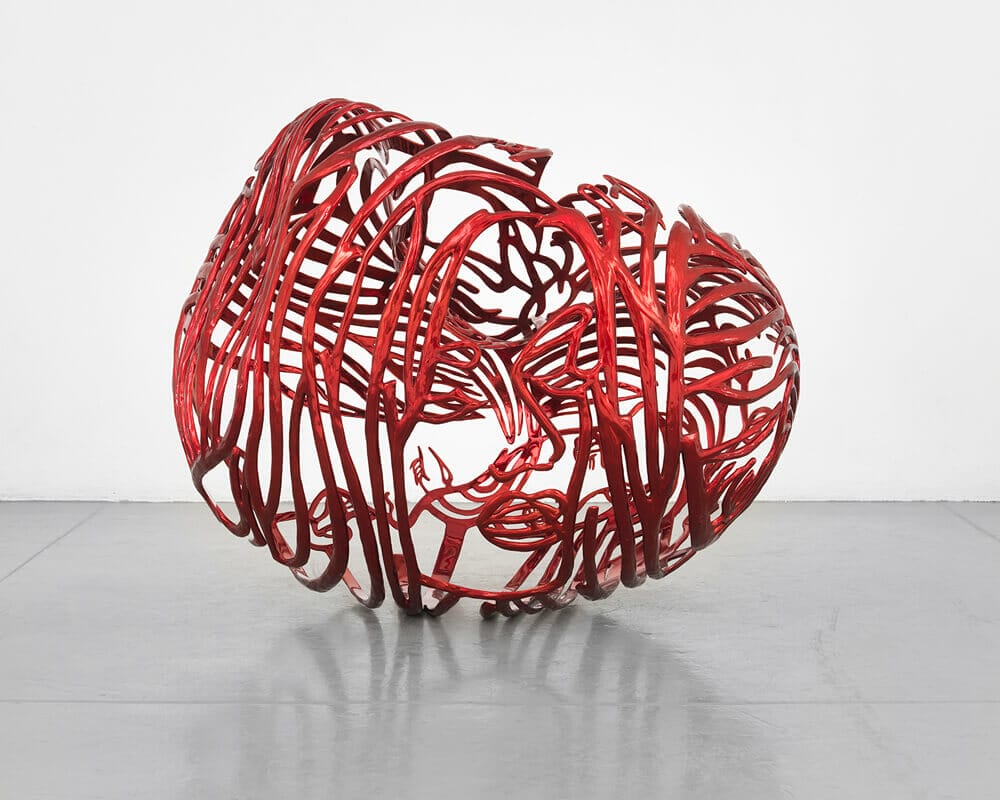 Ghada Amer, The Heart Red Painted Stainless Steel, © & Courtesy the artist
