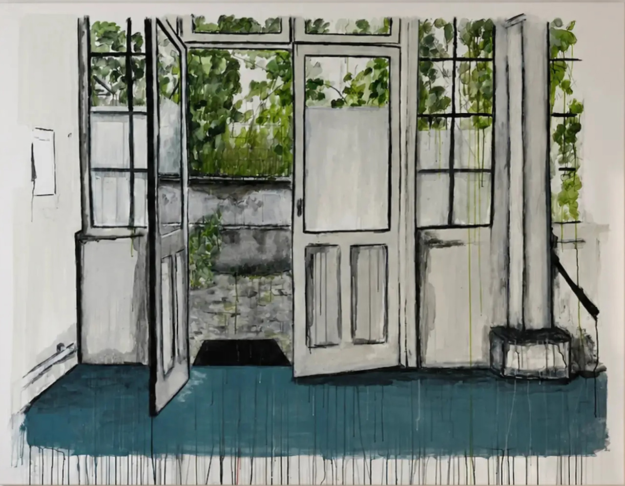 Tamara Al-Samerraei, Studio Titon, 2026, Acrylic on Canvas, 160 x 180 cm (63 x 70.9 in) , Courtesy the artist and Marfa’ Projects Gallery