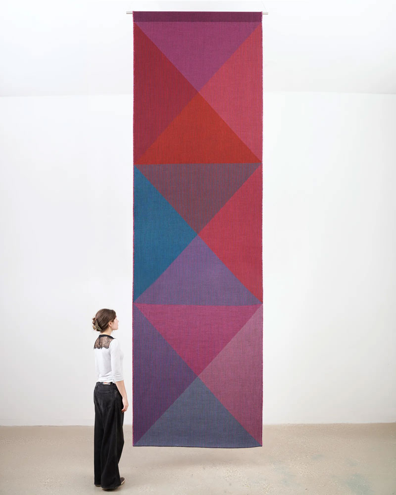 Rana Begum, No. 1676, 2026, Wool Jacquard Woven Rib Fabric, 456.6 x 140 x 2 cm, © Rana Begum, Courtesy the artist and Third Line Gallery