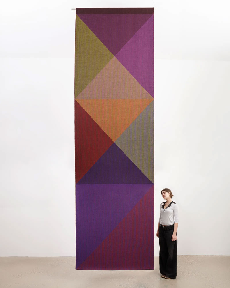 Rana Begum, No.1670, 2026, Wool Jacquard Woven Rib Fabric, 456.6 x 140 x 2 cm, © Rana Begum, Courtesy the artist and Third Line Gallery