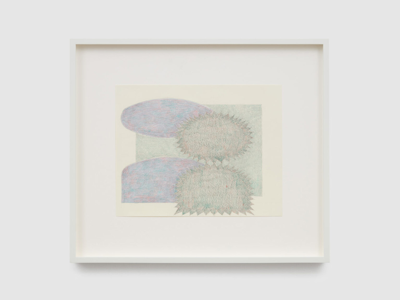 Vijay Masharani, Spiked Subject, 2026, Graphite and coloured pencil on paper, framed, 34.5 x 39.5 x 3 cm (13 5/8 x 15 1/2 x 1 1/8 inches)