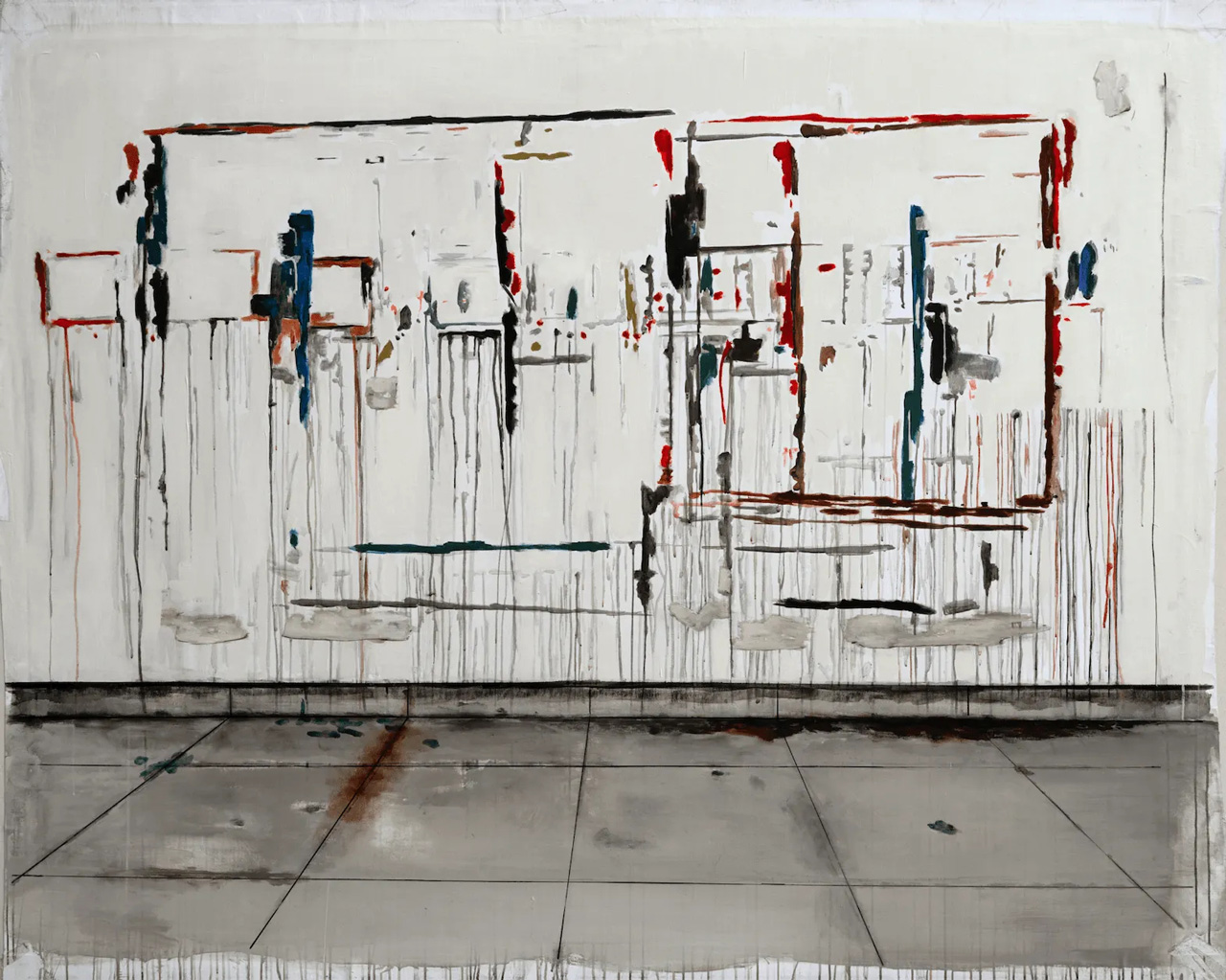 Tamara Al-Samerraei, Studio 3 , 2023 , Acrylic paint on canvas, 160 x 203 cm, © Tamara Al-Samerraei, Courtesy the artist and Marfa’ Projects Gallery