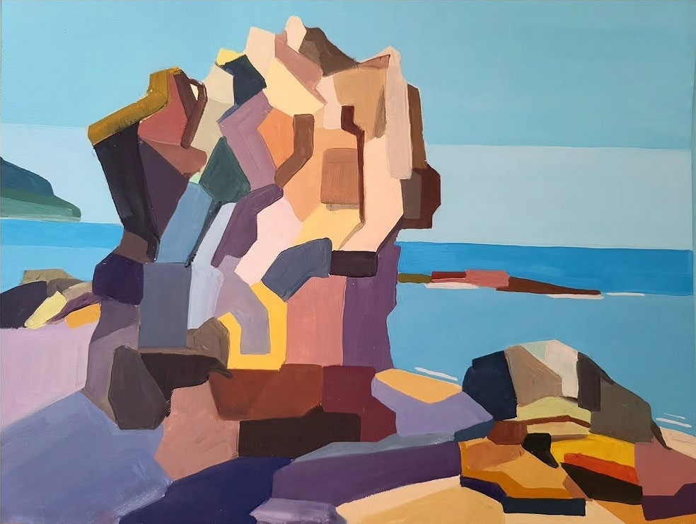 Ioanna Michopoulou, Rocks by the Sea, 2026, Oil on canvas, 35 × 50 cm, © & Courtesy the artist