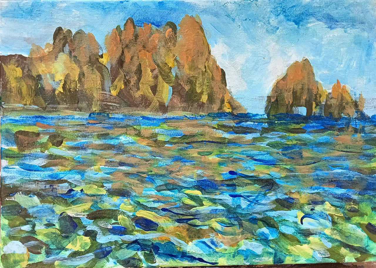Konstantinos Stoupathis, Blue Caves, 2026, Acrylics on canvas, 25×18 cm, © & Courtesy the artist
