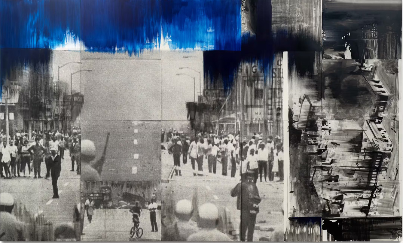 Lorna Simpson, Previous & Ongoing, 2026, Acrylic and screenprint on claybord, 182.9 x 304.8 x 3.8 cm / 72 x 120 x 1 1/2 in, © Lorna Simpson, Photo: Jame Wang, Courtesy the artist and Hauser & Wirth Gallery