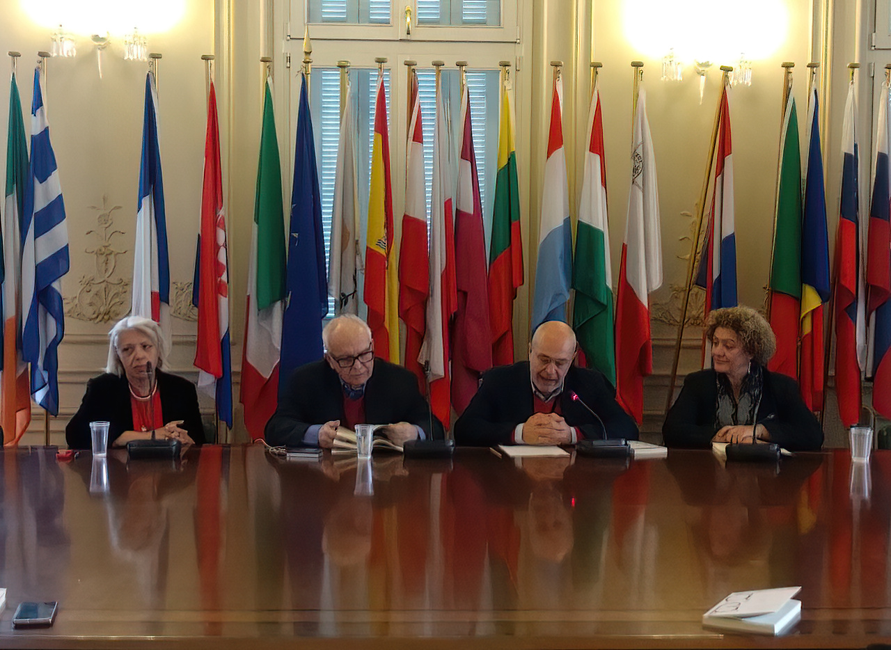 Denys Zacharopoulos — Art Historian, Theorist, and Curator — presents the first book by Efi Michalarou — Journalist, Art Critic & Exhibition Curator — “In First Person Singular & Second Person Plural”, dreamideamachine publications, at the European Parliament Office in Athens, Dec. 2018, Mary Triviza Archive.
