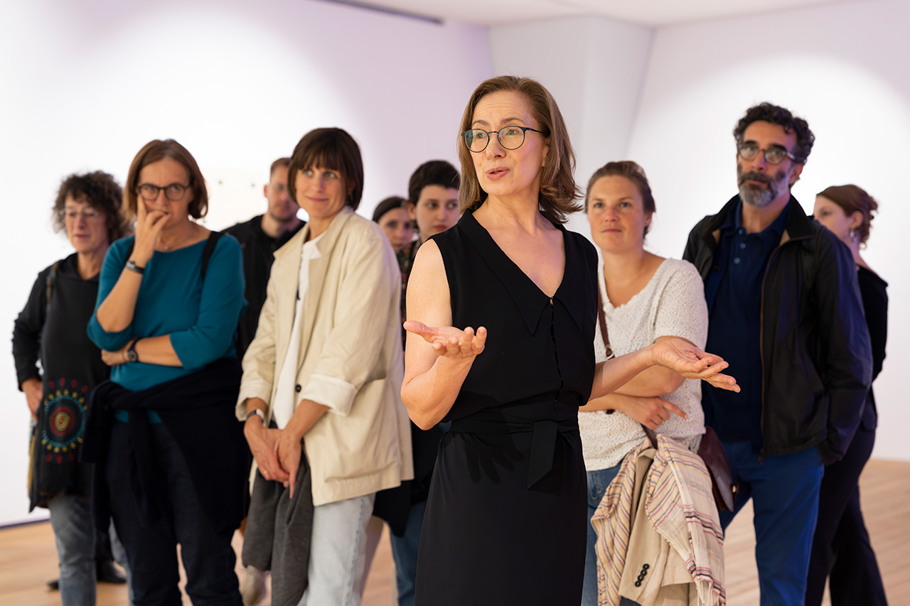 Andrea Fraser, It's a beautiful collection, isn't it? (May I Help You?), 1991-2025, Ed. of 1 + 2AP, Single-channel UHD video May I Help You, Performance, Fondazione Antonio Dalle Nogare, 2025 , Ph. Lorenzo Palmieri, Courtesy of the artist and Fondazione Antonio Dalle Nogare