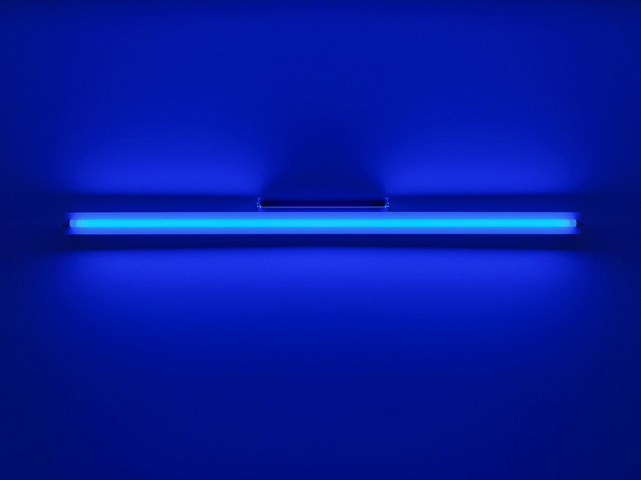 Dan Flavin, untitled (for Charlotte and Jim Brooks) 4 , 1964, Pink and blue fluorescent light, 6 3/4 x 96 1/8 inches (17 x 244 cm), Edition of 5, © 2026 Stephen Flavin/Artist Rights Society (ARS), New York, Photo: Thomas Lannes, Courtesy Gagosian