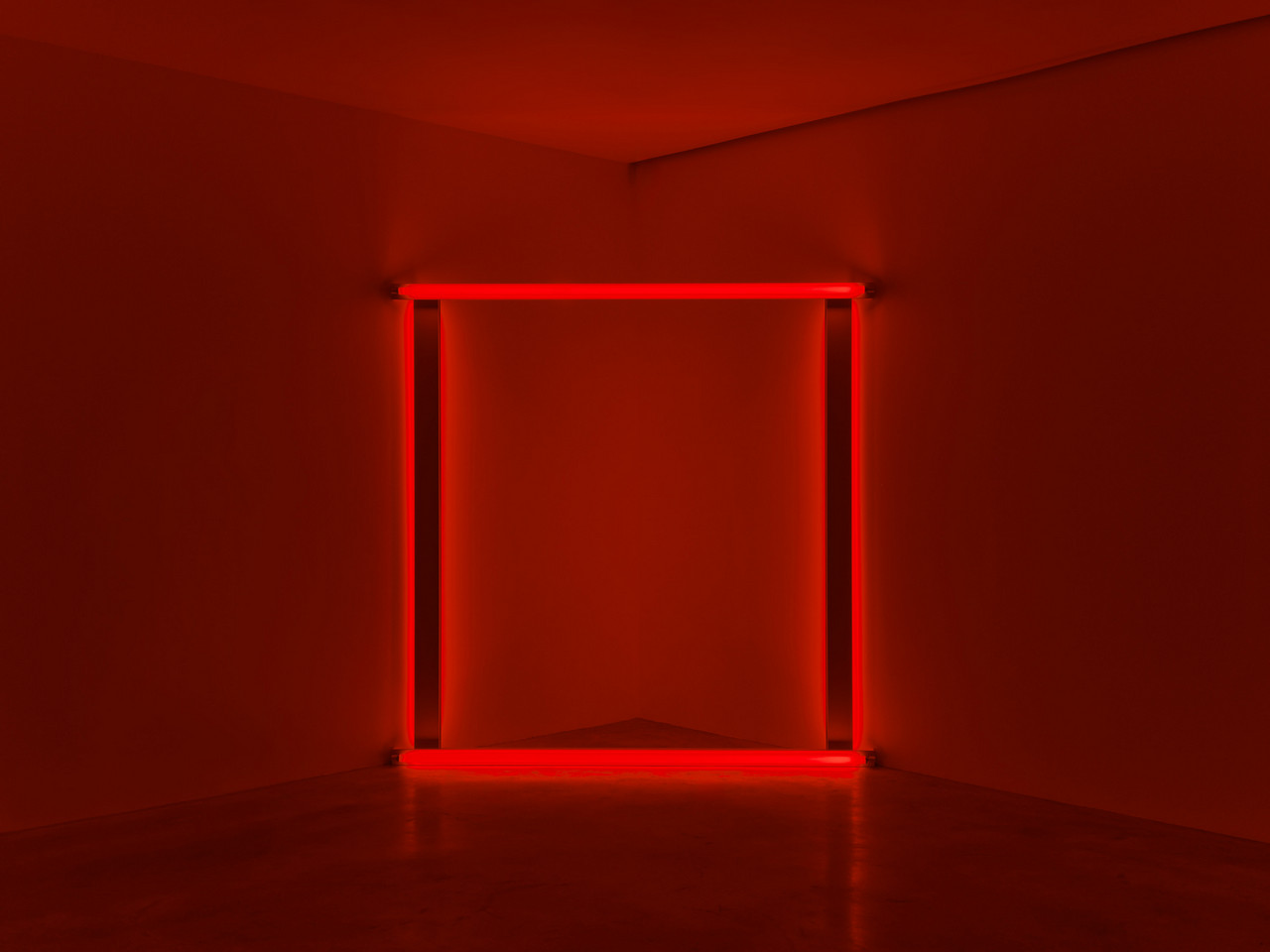 Dan Flavin, untitled (to Sabine and Holger), 1966–71, Red fluorescent light, 96 1/8 x 96 1/8 (244 x 244 cm), Edition of 5, © 2026 Stephen Flavin/Artist Rights Society (ARS), New York, Photo: Thomas Lannes, Courtesy Gagosian
