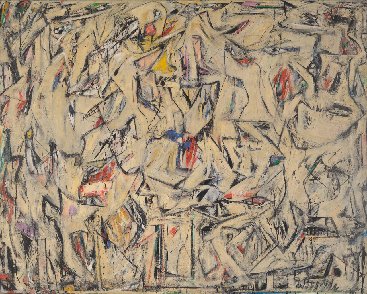 Willem de Kooning, Excavation, 1950, Oil, enamel, and charcoal on canvas, 205,7 × 254,6 cm, The Art Institute of Chicago, Mr. and Mrs. Frank G. Logan Purchase Prize Fund; purchased with funds provided by Edgar J. Kaufmann, Jr., and Mr. and Mrs. Noah Goldowsky, 1952.1, Photo by Robert Lifson, The Art Institute of Chicago, © 2026 The Willem de Kooning Foundation/ Pictoright, Amsterdam