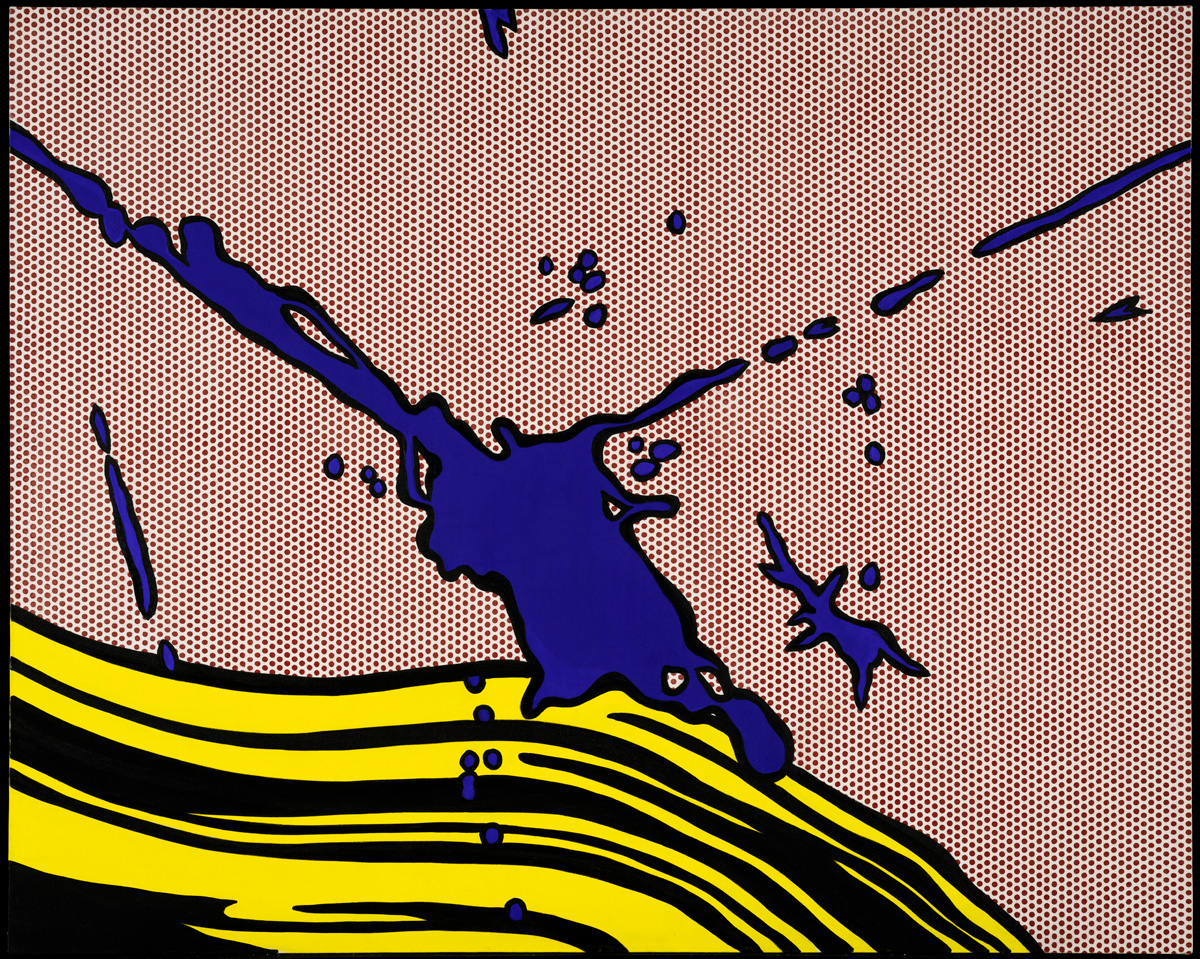 Roy Lichtenstein, Study for Brushstroke with Spatter, 1966. Oil on canvas, 49 7/8 × 61 7/8 × 1 3/4 in. (126.7 × 157.2 × 4.4 cm). Detroit Institute of Arts, Founders Society Purchase, Friends of Modern Art Fund, 66.119. © Estate of Roy Lichtenstein/DACS 2026