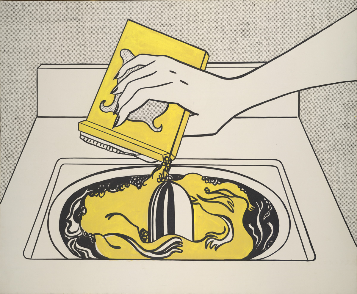 Roy Lichtenstein, Washing Machine, 1961. Oil on canvas , 55 3/4 × 68 in. (141.6 × 172.7 cm). Yale University Art Gallery. © The Estate of Roy Lichtenstein/DACS 2026