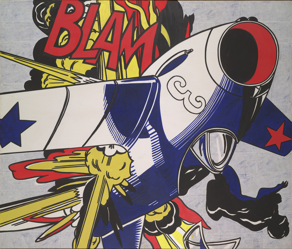 Roy Lichtenstein, Blam, 1962 . Oil on canvas, 68 × 80 in. (172.7 × 203.2 cm) . Yale University Art Gallery. © Estate of Roy Lichtenstein/DACS 2026