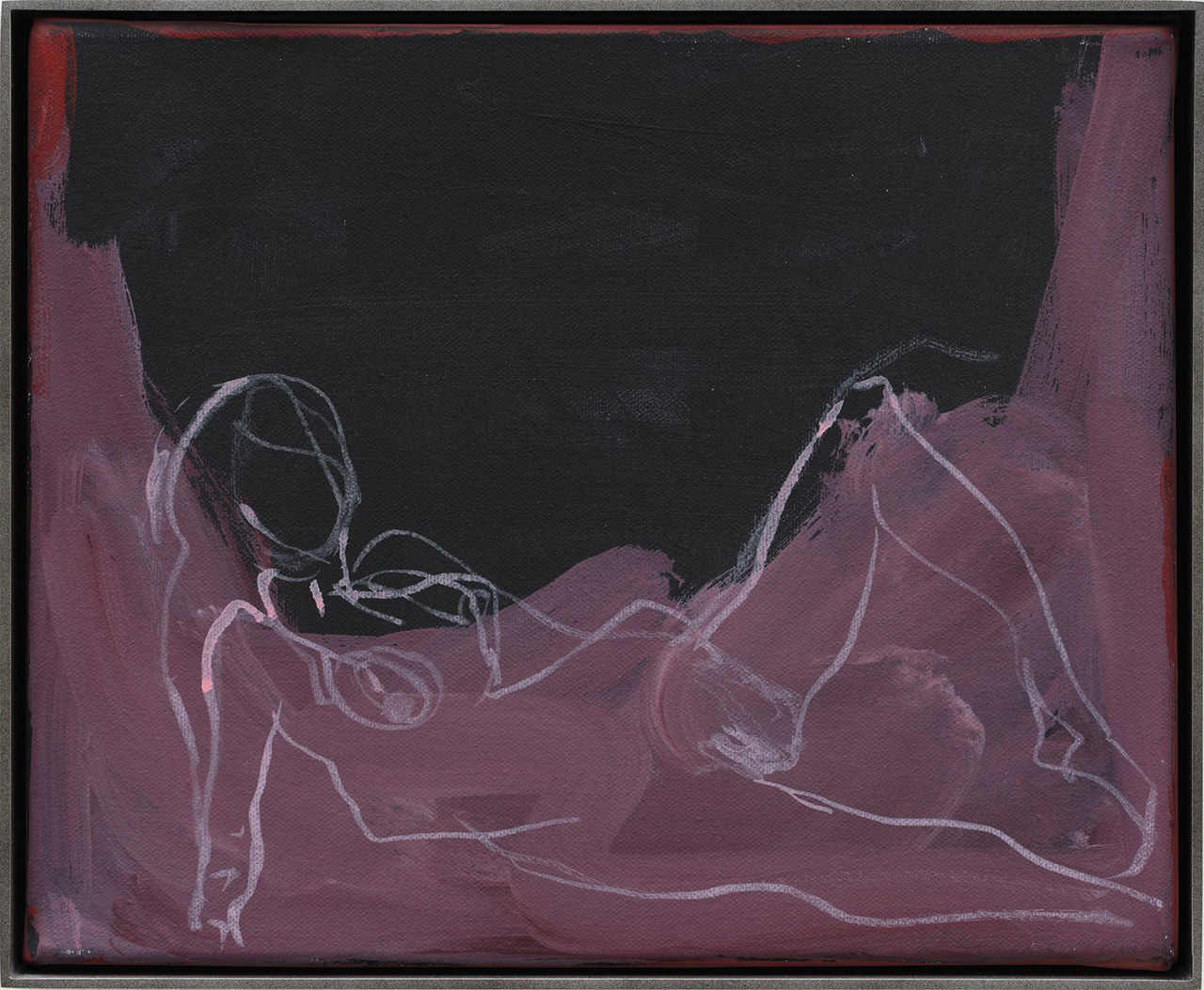 Tracey Emin, Beauty, 2022, Acrylic on canvas, 25 x 30.7 cm | 9 3/4 x 12 in. / 26.2 x 32 x 5.2 cm | 10 1/4 x 12 1/2 x 2 in. (framed), © Tracey Emin, Courtesy the artist and White Cube Gallery