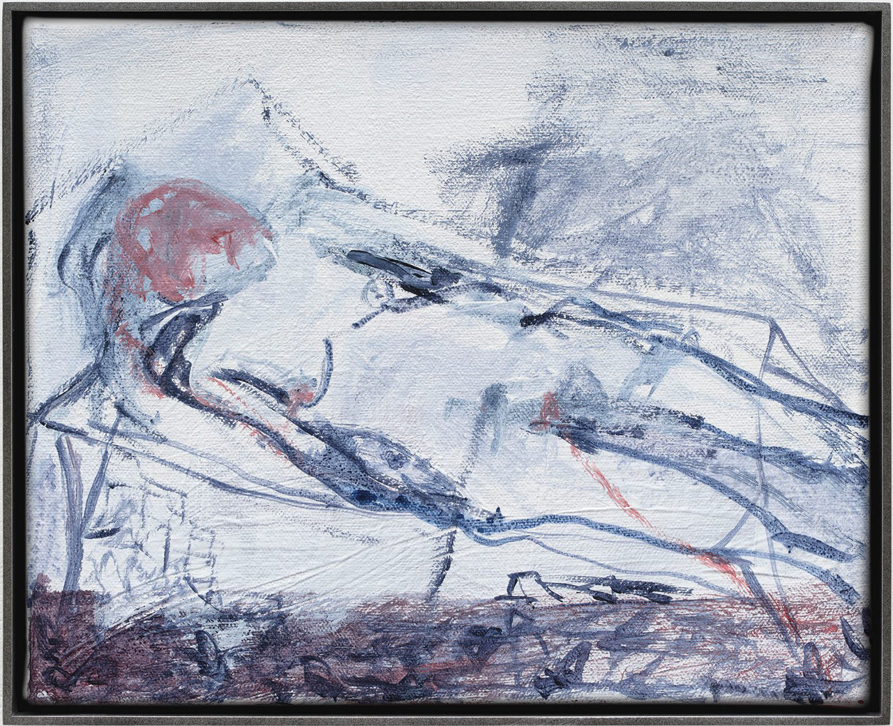 TTracey Emin, It Never Stopped, 2025, Acrylic on canvas, 20.5 x 25.4 cm | 8 x 10 in. / 21.8 x 26.7 x 3.2 cm | 8 1/2 x 10 1/2 x 1 1/4 in. (framed), © Tracey Emin, Courtesy the artist and White Cube Gallery