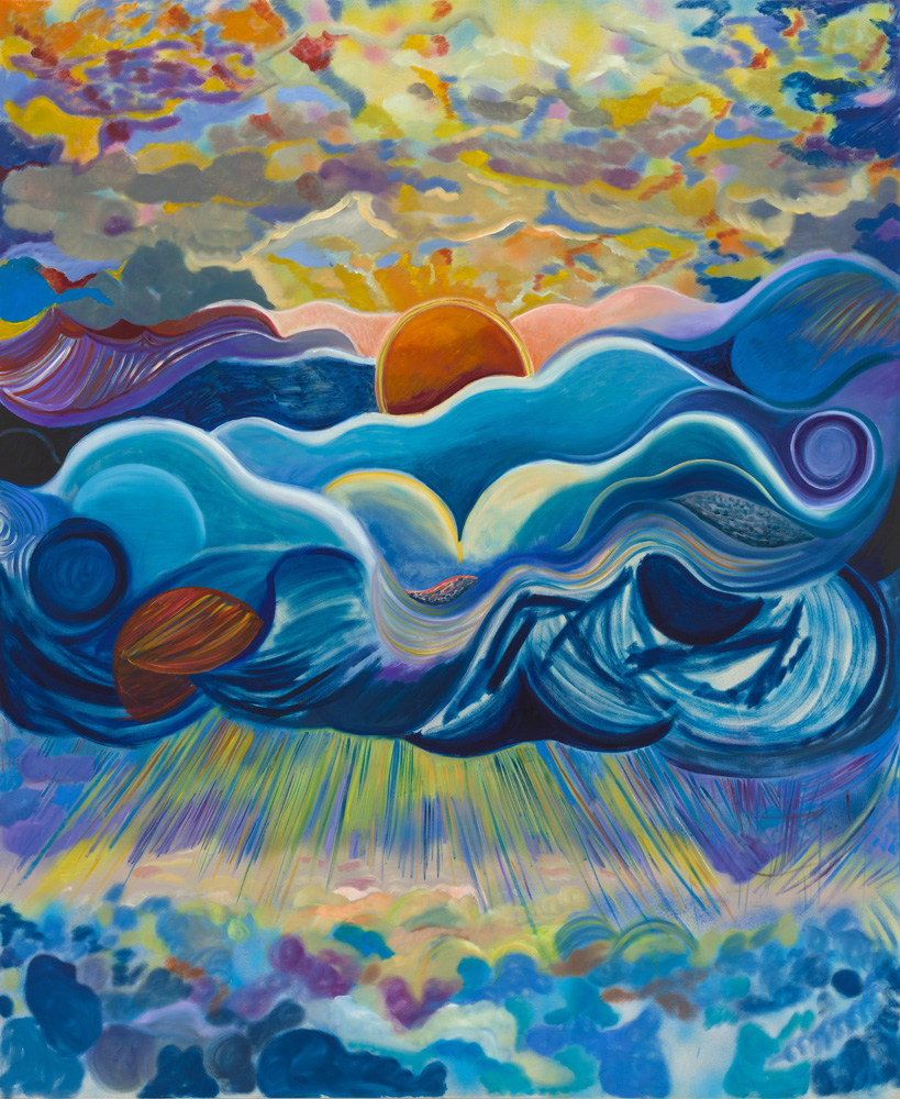 Shara Hughes, Tuck, 2021, 203 × 167,5 cm, Oil and acrylic on canvas, Kunstmuseum Luzern, Schenkung aus Privatbesitz © Shara Hughes, Photo: JSP Art Photography