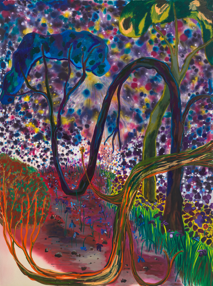 Shara Hughes, Weighted Blankets, 2022, 244 × 183 cm, Oil, dye and acrylic on canvas, The George Economou Collection © Shara Hughes, Photo: JSP Art Photography