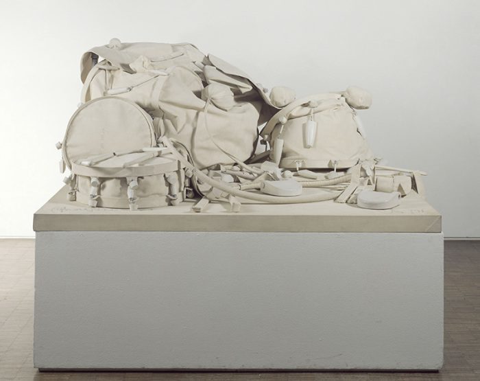 Claes Oldenburg, Soft Drum Set – Ghost Version, 1972, Musée National d'Art Moderne, Centre Georges Pompidou, Paris, Gift of the Menil Foundation in memory of Jean de Menil, 1975, © 1972 Claes Oldenburg, Photo © Centre Pompidou, MNAM-CCI, Dist. RMN-Grand Palais / Philippe Migeat