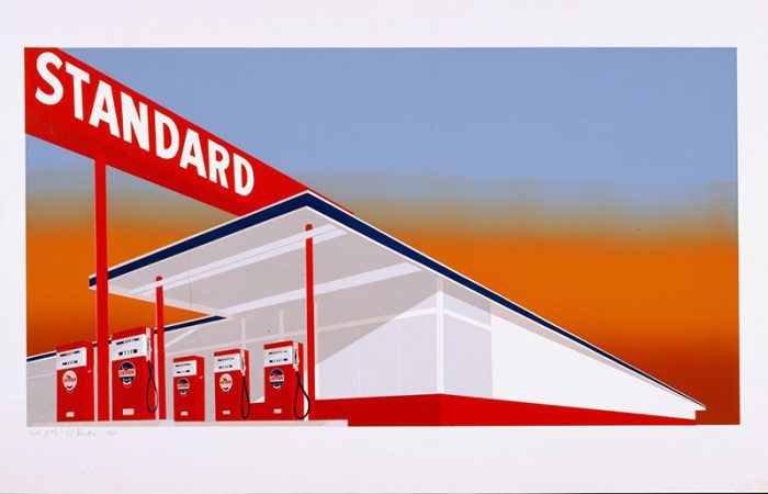 Ed Ruscha, Standard Station, 1966, Fine Arts Museums of San Francisco, Museum purchase, Mrs. Paul L. Wattis Fund, 2000.131.5.1, © Ed Ruscha