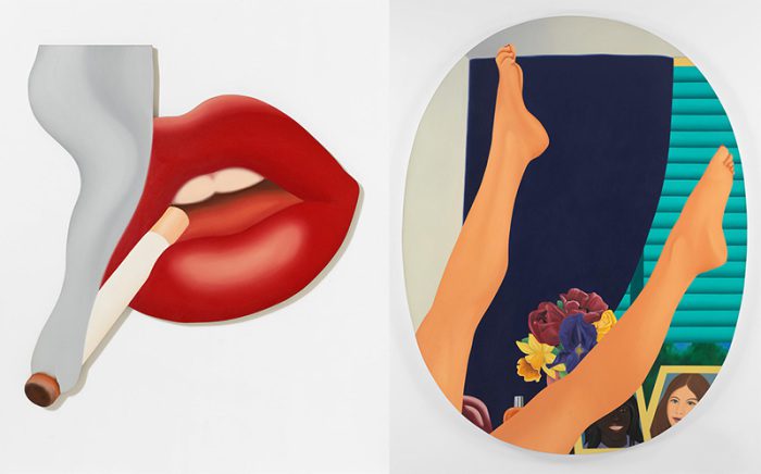 Tom Wesselmann, Left: Smoker #3 (Mouth #17), 1968 - Right: Bedroom Painting #35, 1967-75, Courtesy of The Estate of Tom Wesselmann and Almine Rech Gallery