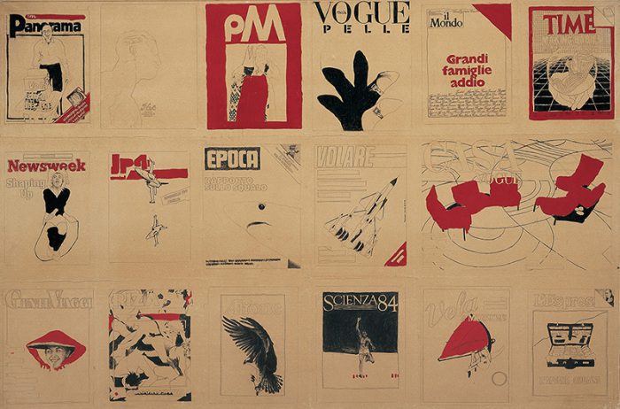 Alighiero Boetti, Copertine (Settembre 1984), 1984, Pencil and tempera on white wrapping paper, cm 100 x 150, Courtesy Tornabuoni Art