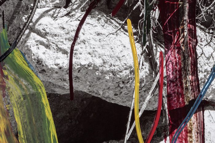 Sam Falls, Roots (Detail), 2016-17, Acrylic on silver gelatin print, framed, Frame 152.5 x 122 cm, Photo: Joshua White, Courtesy Galerie Eva Presenhuber-Zurich/New York