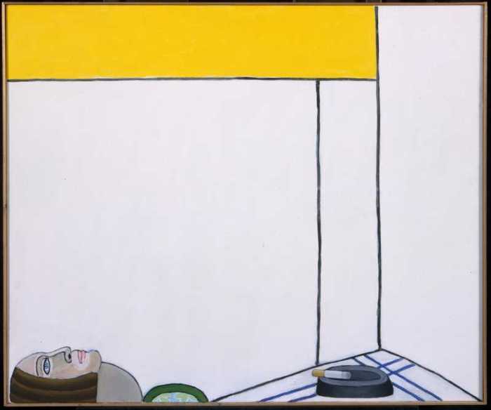 Lucassen, Vrouw in interieur 1975,1975, Acrylic paint on canvas, 100.5 x 120 cm,101.5 x 121.5 cm with frame, Collection Centraal Museum, Utrecht, Image & copyrights CMU/ Ernst Moritz