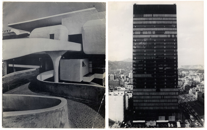 Left: Administration Building, Jeju National University, 1965, Photograph of Kimchungup Architecture Museum Collection, Courtesy National Museum of Modern and Contemporary Art-Korea. Right: Samil Building, 1969, Photograph of Kimchungup Architecture Museum Collection, Courtesy National Museum of Modern and Contemporary Art-Korea