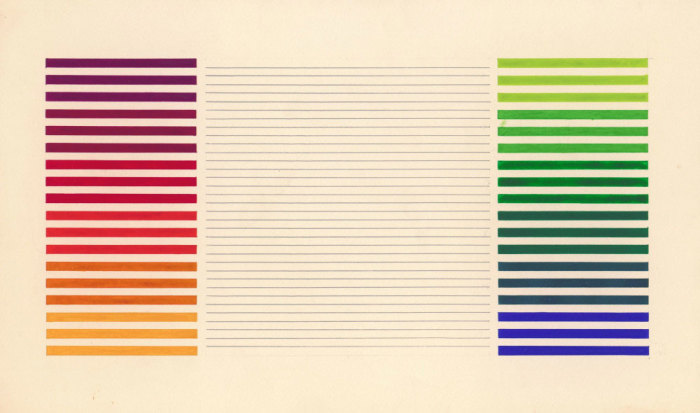 Julio Le Parc, Post-Imagen Color Horizontal, 1959, Gouache on cardboard, 25 × 42.5 cm, Framed: 35 × 52 cm, Promised Gift of Julio Le Parc