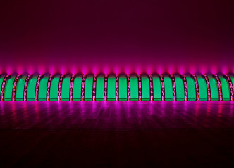 Jenny Holzer, Purple, 2008, 20 LED signs with blue, green, red & white diodes, Each element: 148.1 x 13.3 x 14.8 cm, Text: U.S. government documents, Courtesy the artist, © 2019 Jenny Holzer, member Artists Rights Society (ARS), NY / VEGAP Photo: Collin LaFleche