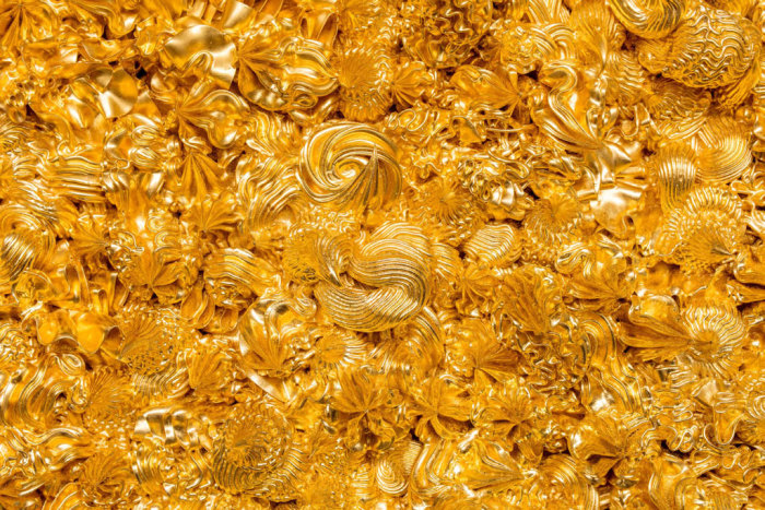 XU ZHEN®, Under Heaven-Gold-0102MQ1809, (Detail), 2016-2018, Oil on canvas, gold foil, aluminium, 160 × 130 cm, Courtesy the Artist and Perrotin