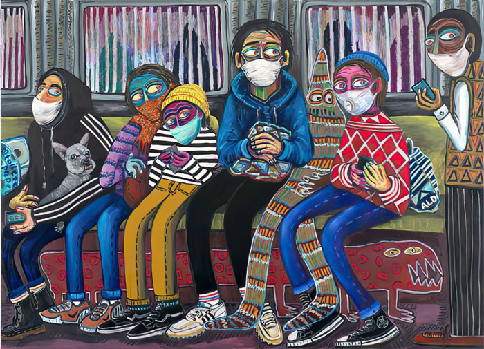 Stefanie Gutheil, Subway, 2020, Oil on canvas, 180 × 250 cm, © Stefanie Gutheil, Courtesy the artist and Krinzinger Projekte
