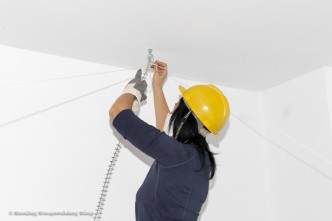 Stella Mourkogianni installing “Transit” at τετARTημόρι0, 2020, Photo: Manolis Douropolakis Fisher, Courtesy the artist