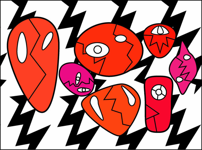 Lina Theodorou, De-Inventor, Zig zag, 2007, acrylics on wood, 70x95 cm, © Lina Theodorou, Courtesy the artist and Athanasiadou Gallery
